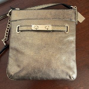 Coach Swagger Swingpack in Gold Metallic Pebble Leather NWOT